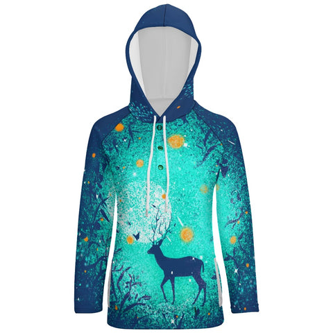 Women's Button Hooded Sweater