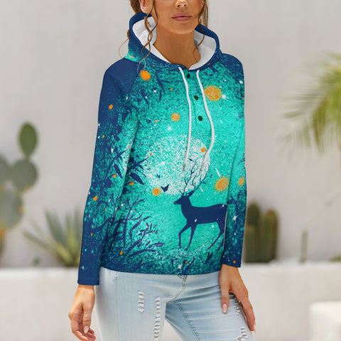 Women's Button Hooded Sweater