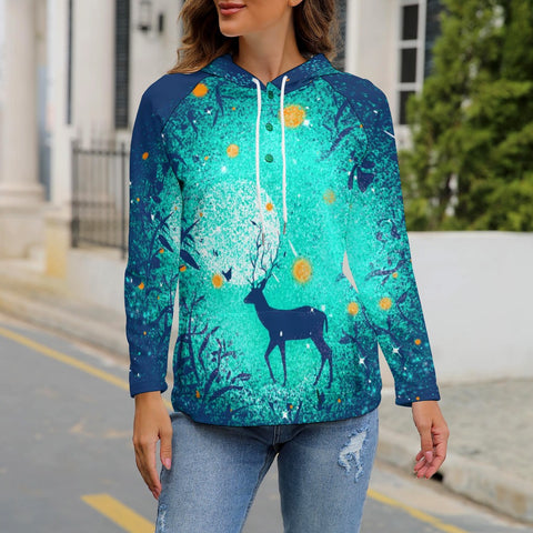 Women's Button Hooded Sweater
