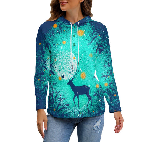 Women's Button Hooded Sweater