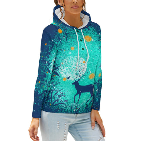 Women's Button Hooded Sweater